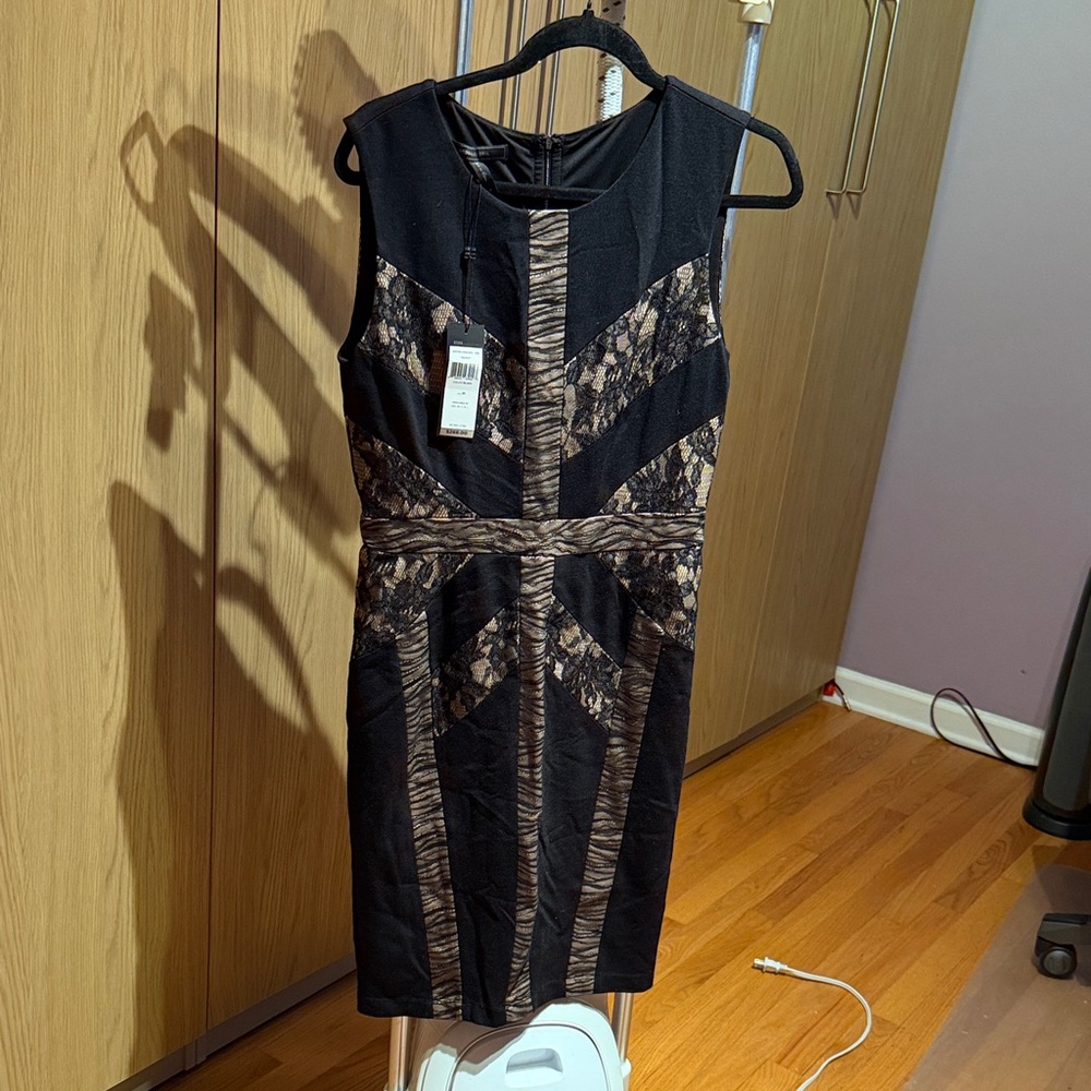 BCBGMaxAzria Black and Brown Lace Dress